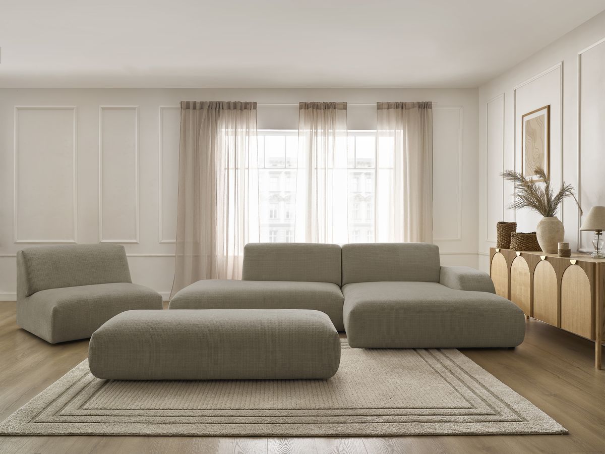 Canapé d'angle modulable SIRIUS texturé taupe 5 places — vue 5