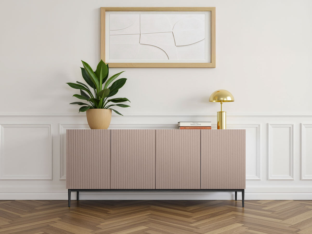 Buffet 4 portes 200 cm KASHA Pieds noir rose