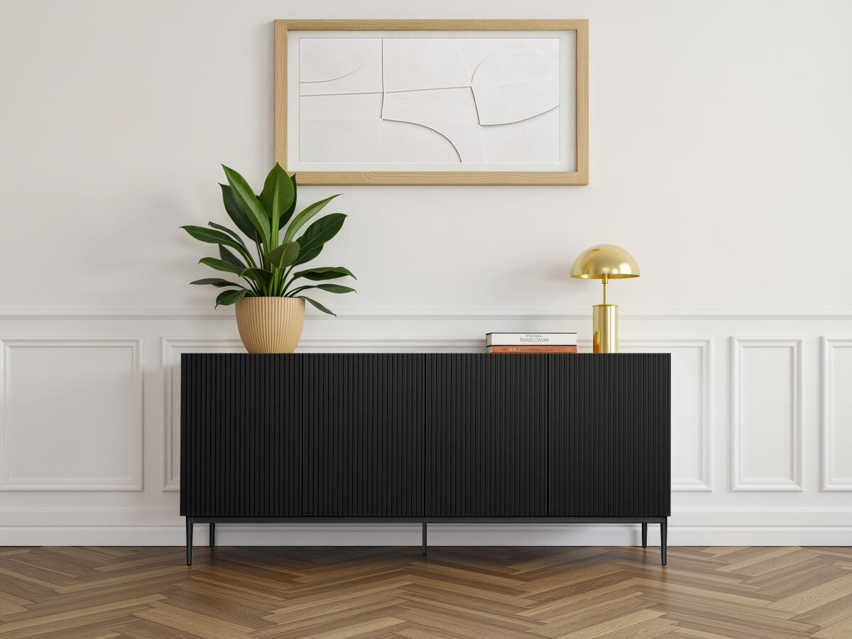 Buffet 4 portes 200 cm KASSIA pieds métal noir