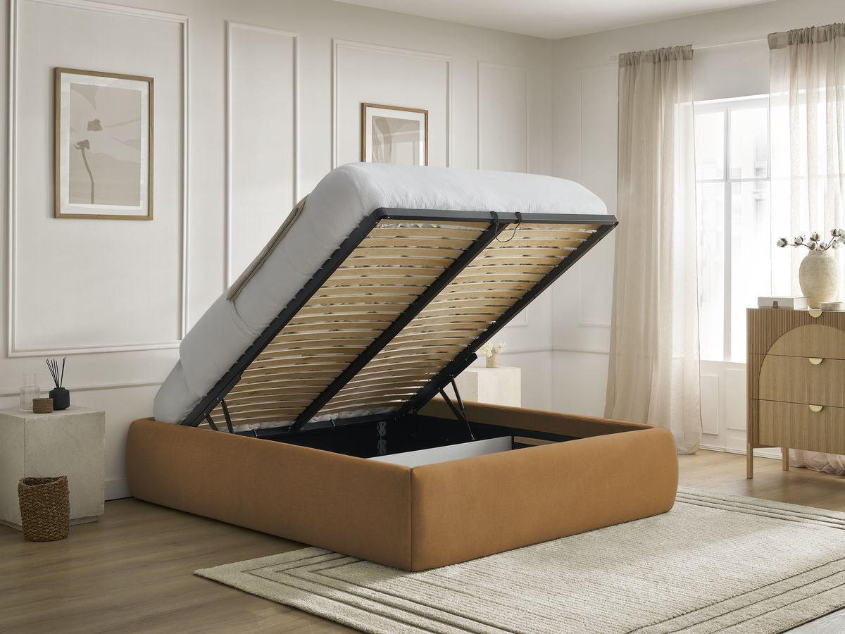 inera gladde stoffen opbergboxspring gekleurd geel
