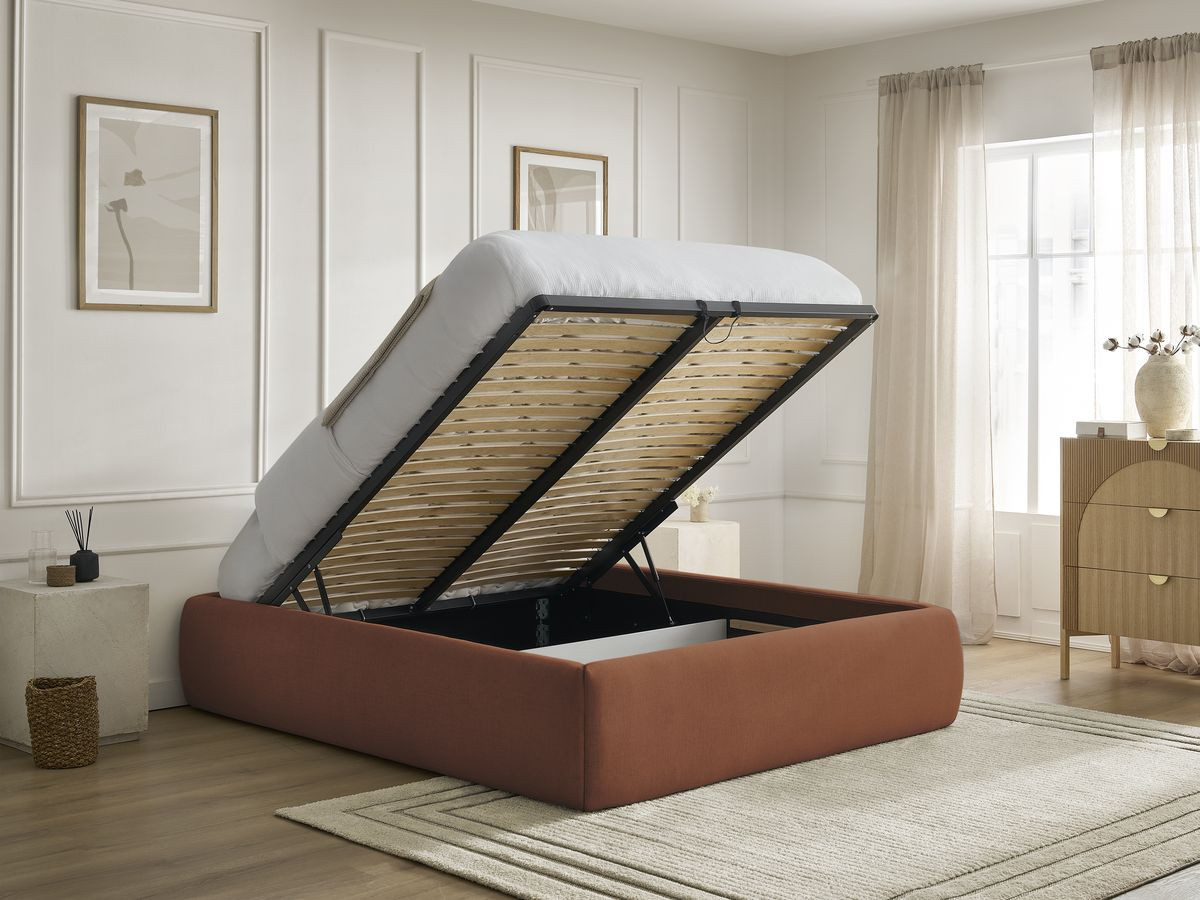 inera gladde stoffen opbergboxspring gekleurd oranje