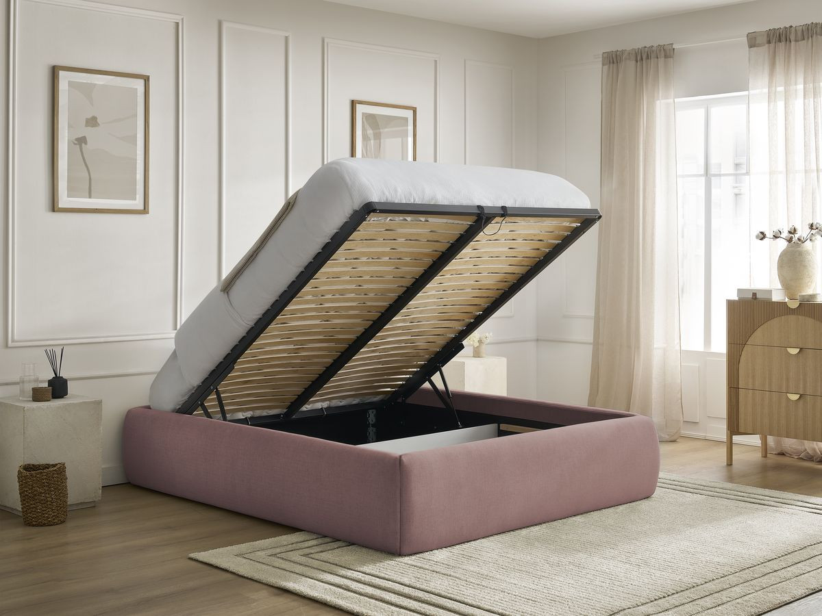 inera gladde stoffen opbergboxspring gekleurd roze
