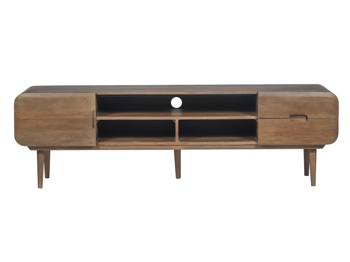 TV-kast 1 deur 2 laden 180 cm BRUNE massief mangohout