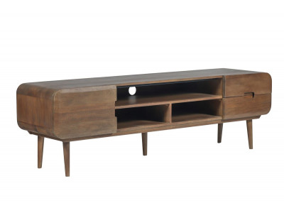 Meuble TV 1 porte 2 tiroirs 180 cm BRUNE bois massif de manguier