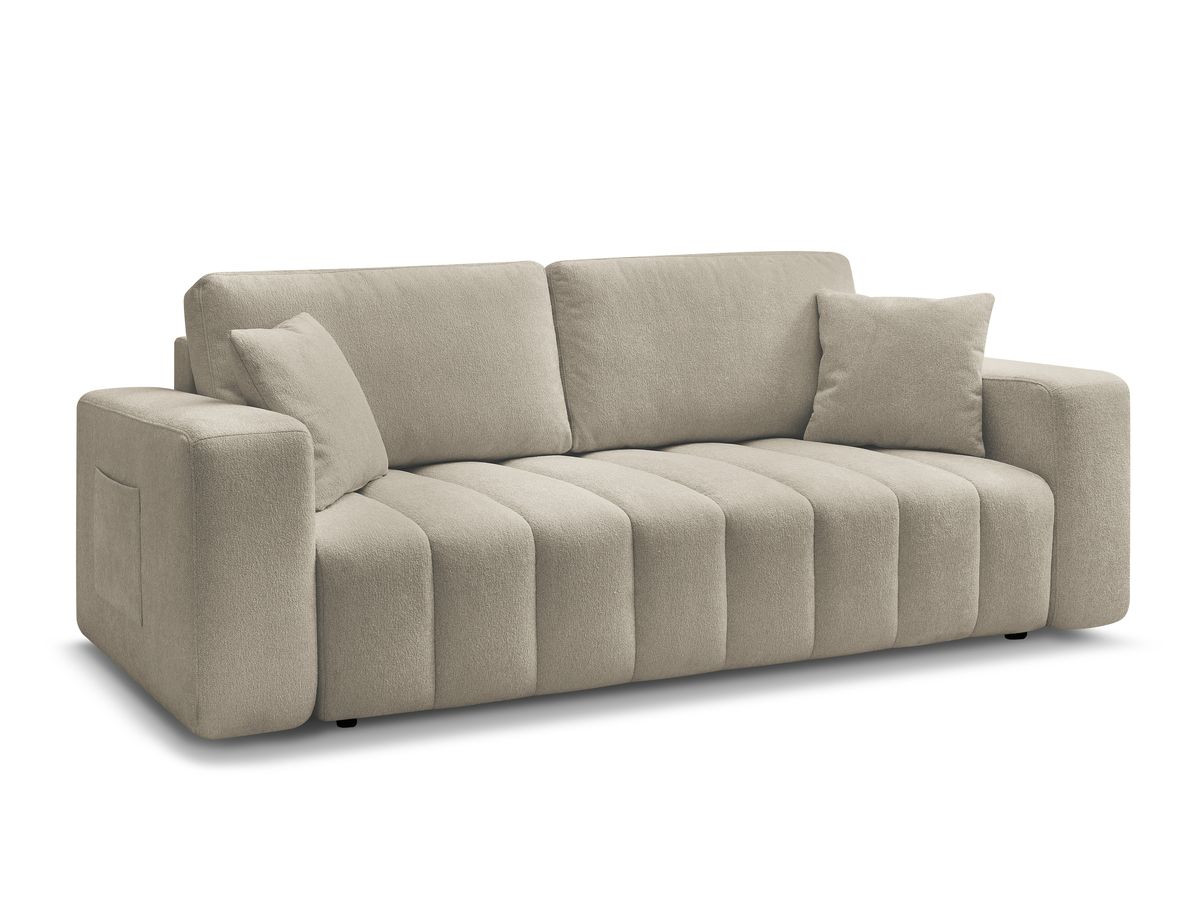 canapé droit convertible 4 places maxence tissu chiné de couleur taupe