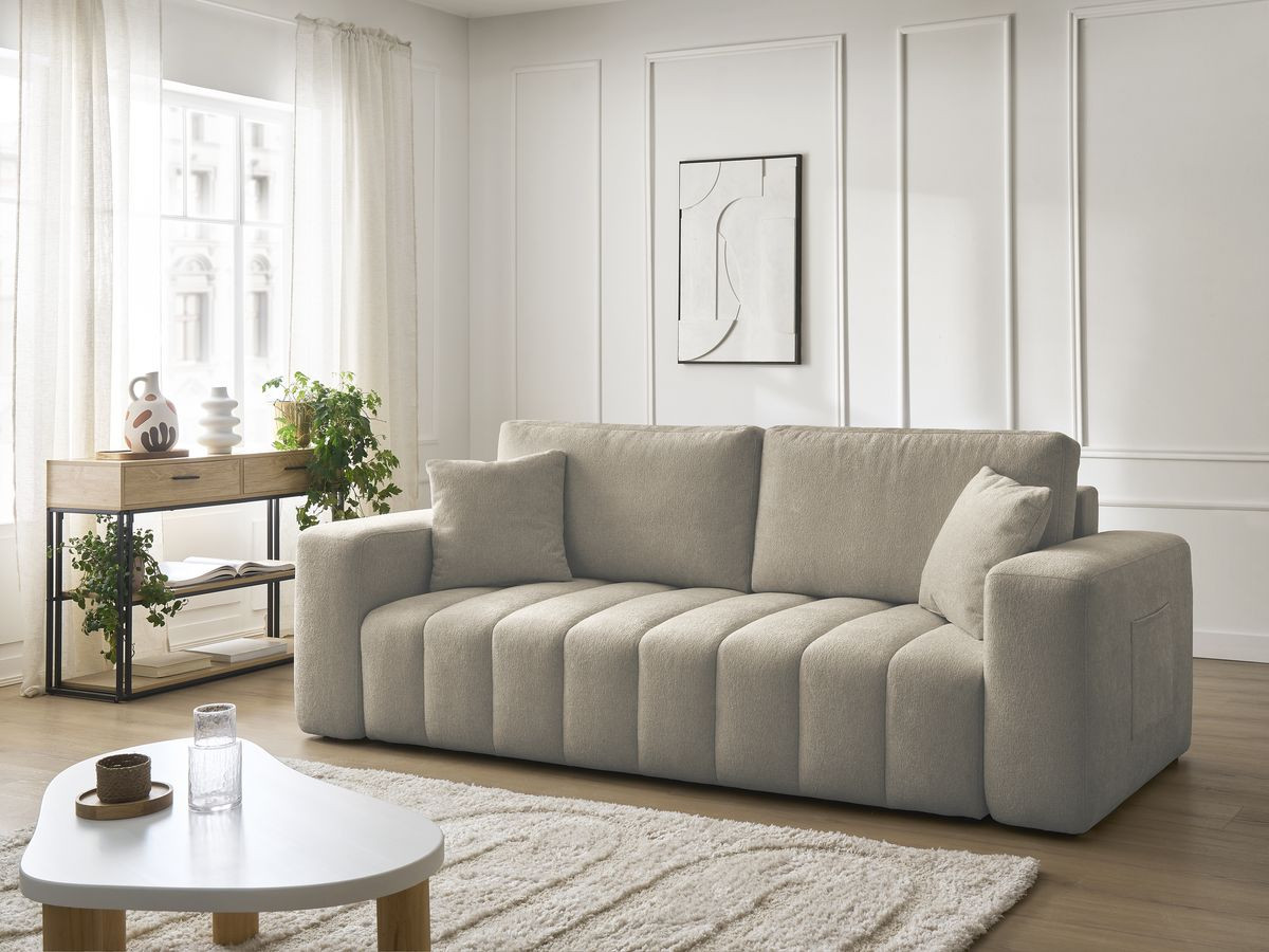 Canapé droit convertible 4 places MAXENCE chiné taupe — vue 5