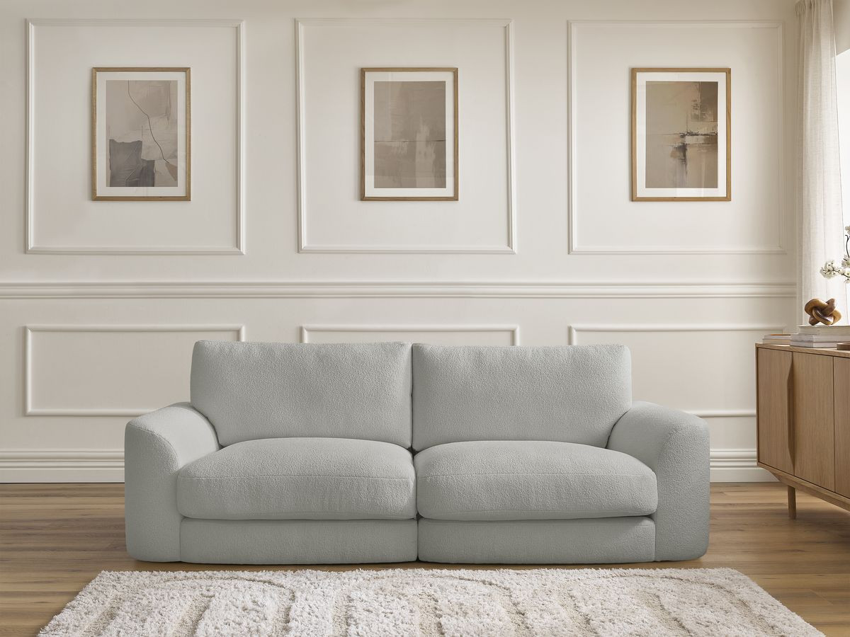 Canapé droit LEONORE bouclette gris clair — vue 5
