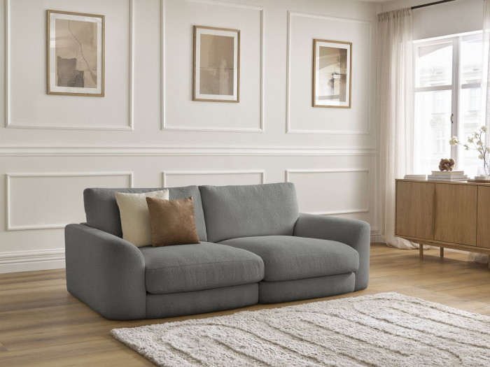 Canapé droit fixe LEONORE tissu bouclette