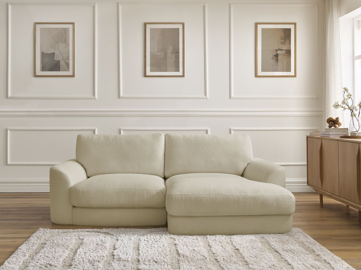 Canapé d'angle LEONORE bouclette beige — vue 5