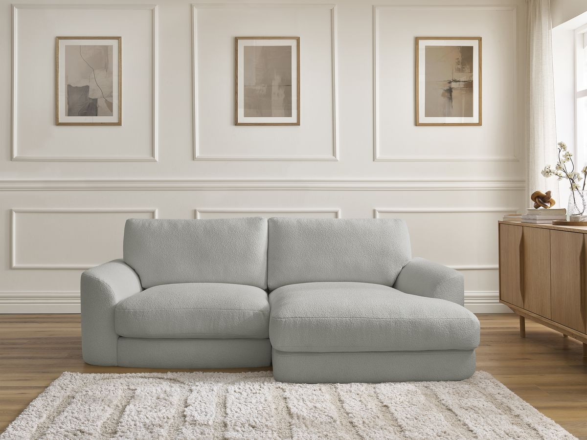 Canapé d'angle LEONORE bouclette gris clair — vue 5