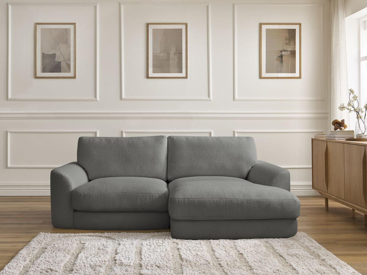 Canapé d'angle LEONORE bouclette gris foncé — vue 5