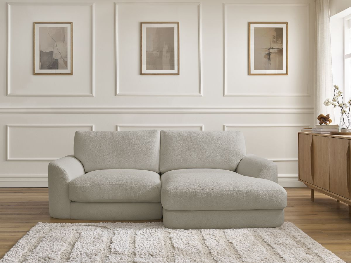 Canapé d'angle LEONORE bouclette taupe — vue 5