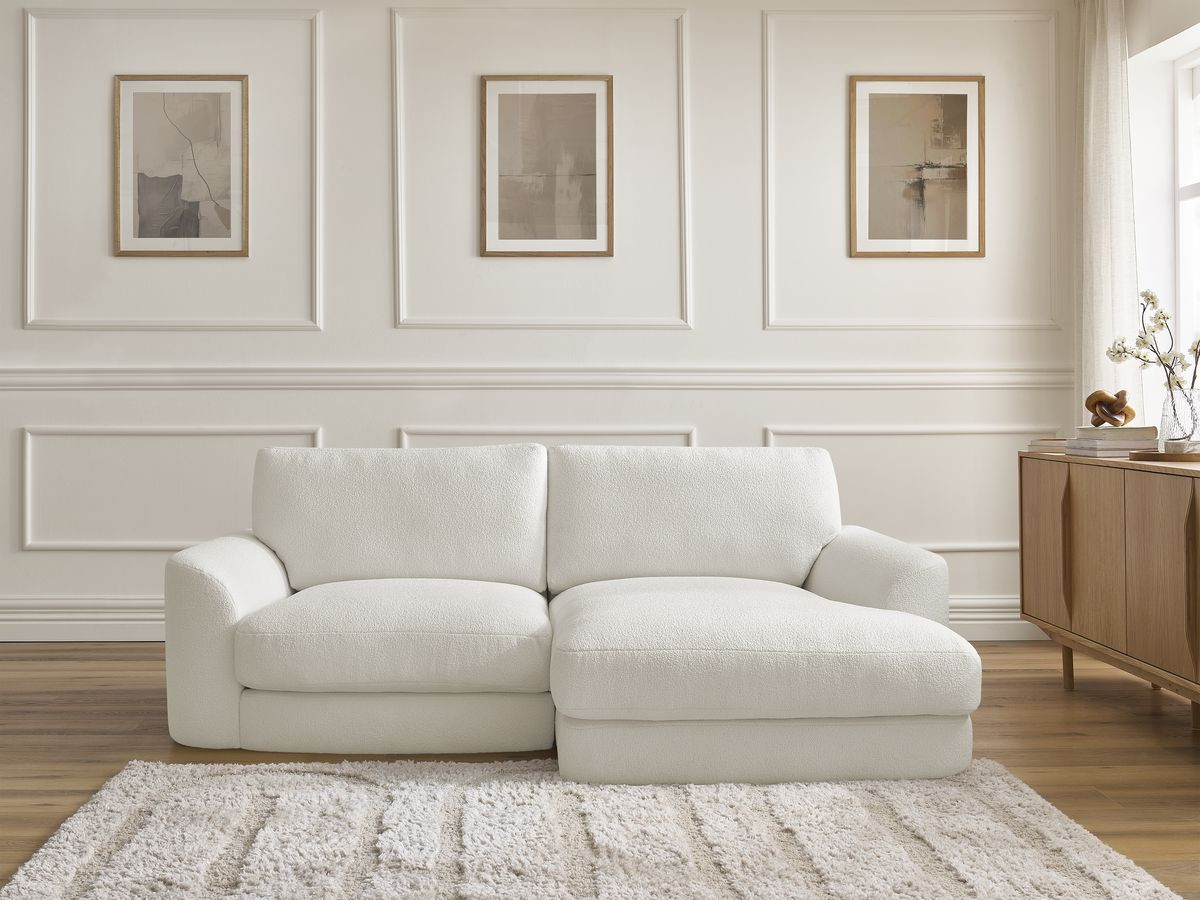 Canapé d'angle LEONORE bouclette blanc — vue 5