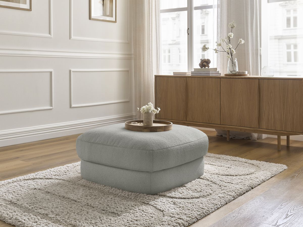 Pouf LEONORE bouclette gris clair