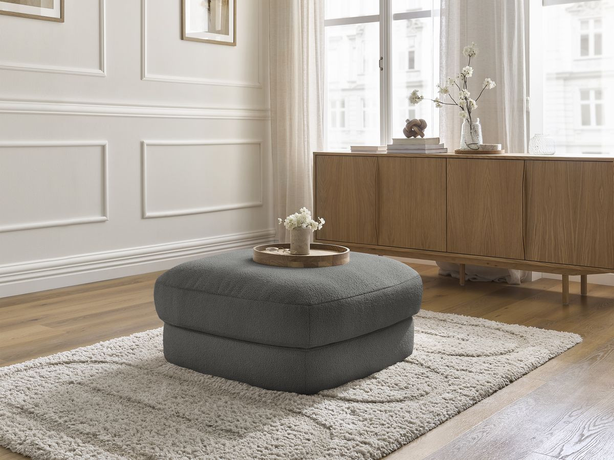 Pouf LEONORE bouclette gris foncé