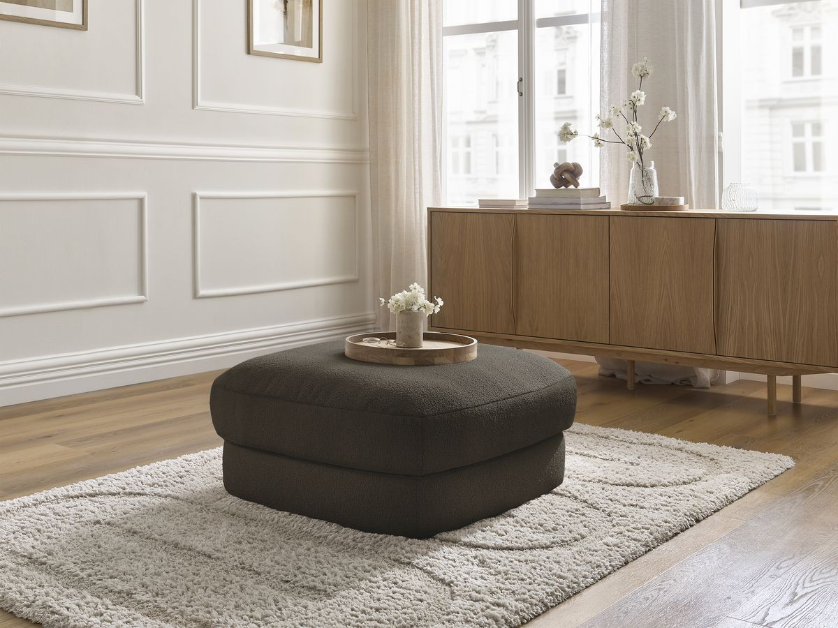 Pouf LEONORE bouclette marron