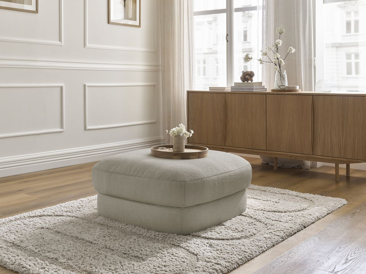 Pouf LEONORE bouclette taupe