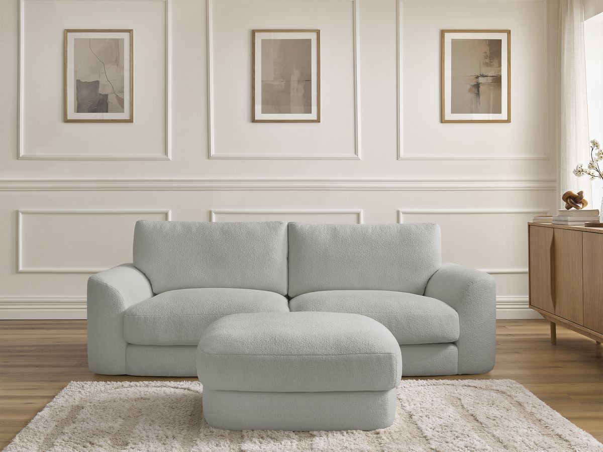 Canapé droit LEONORE bouclette avec pouf gris clair — vue 5