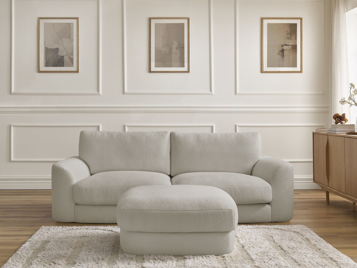 Canapé droit LEONORE bouclette avec pouf taupe — vue 5