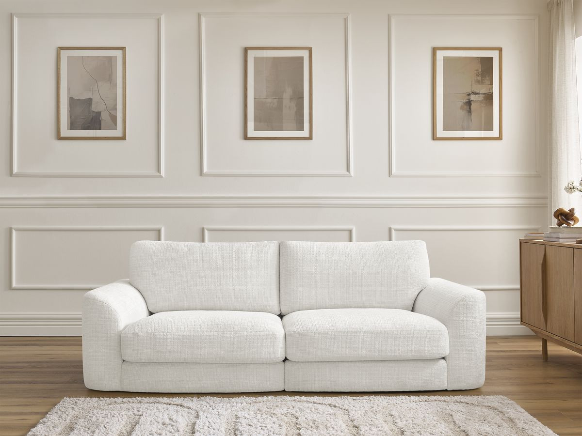 Canapé droit LEONORE texturé blanc — vue 5