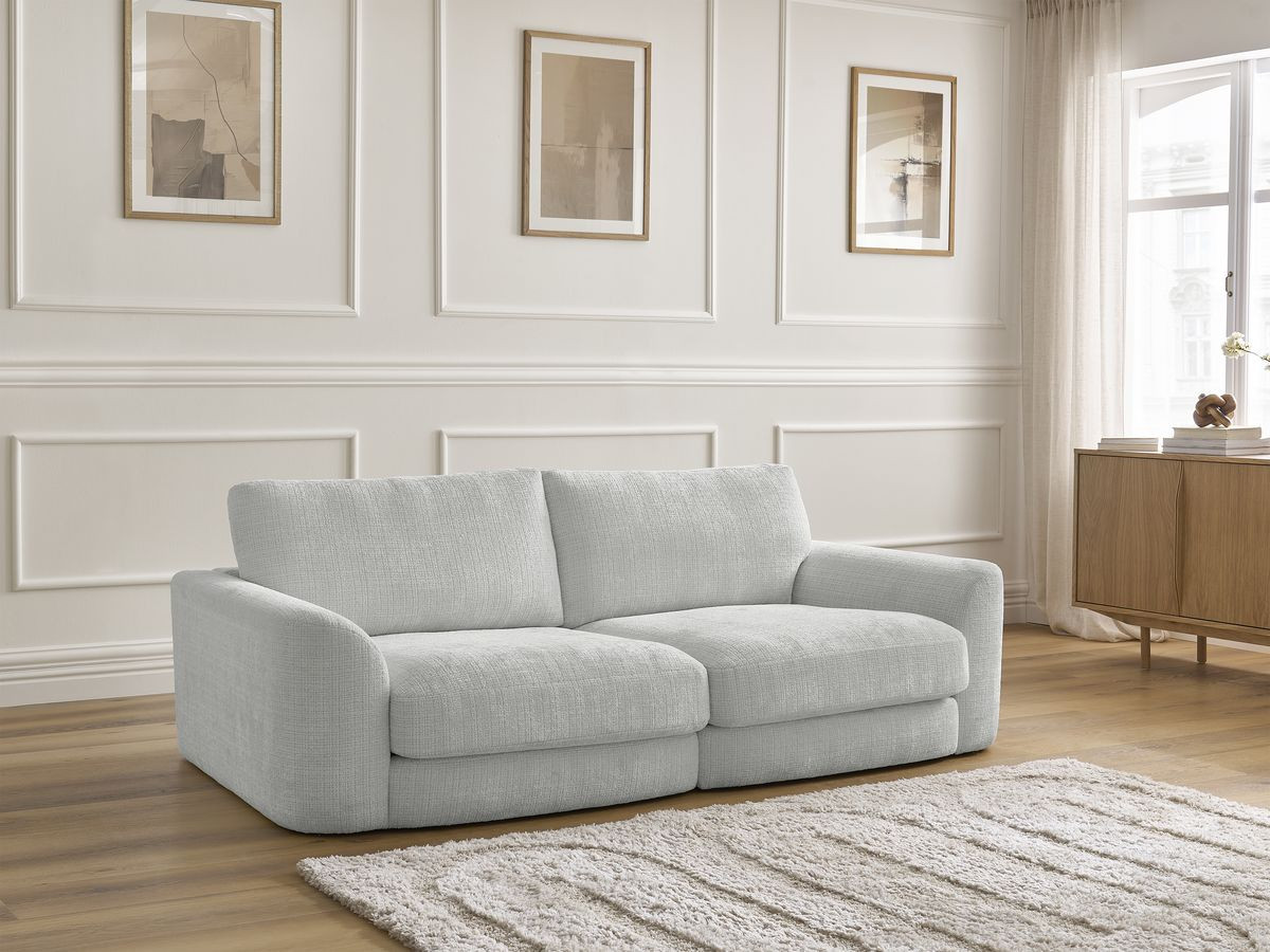 Canapé droit LEONORE texturé gris clair — vue 6