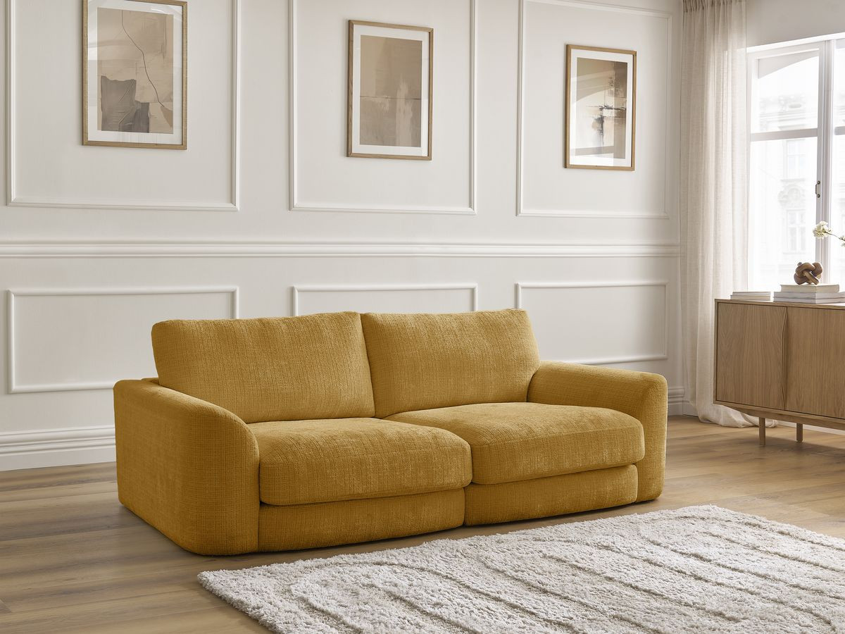 Canapé droit LEONORE texturé jaune — vue 6