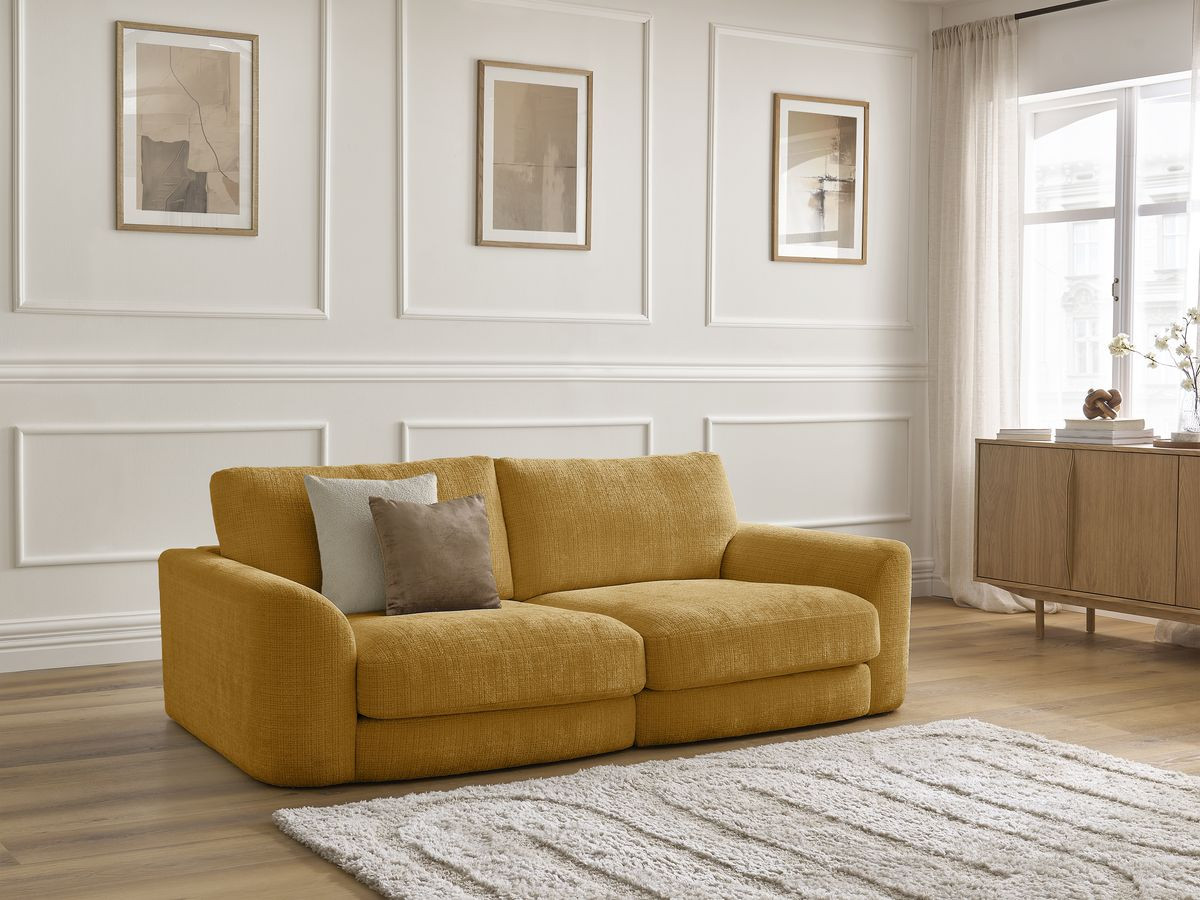 Canapé droit LEONORE texturé jaune