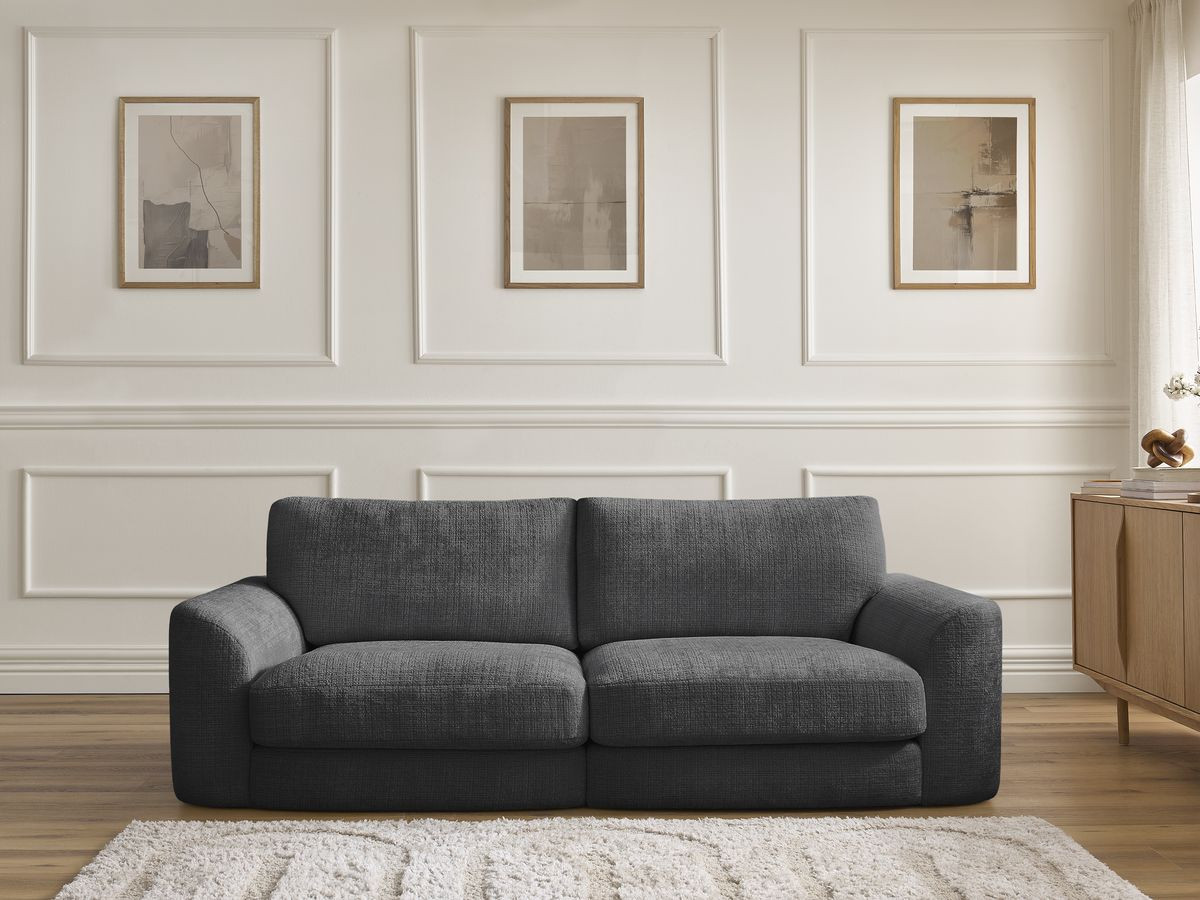 Canapé droit LEONORE texturé noir — vue 5