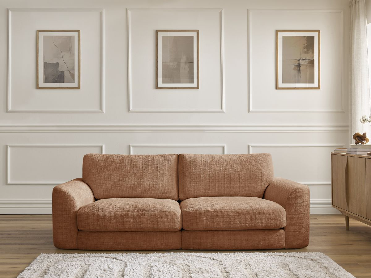 Canapé droit LEONORE texturé orange — vue 5