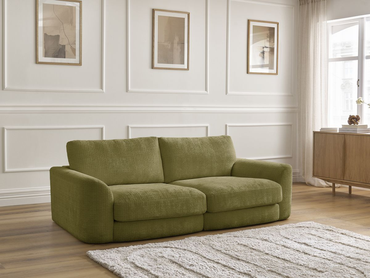 Canapé droit LEONORE texturé vert — vue 6