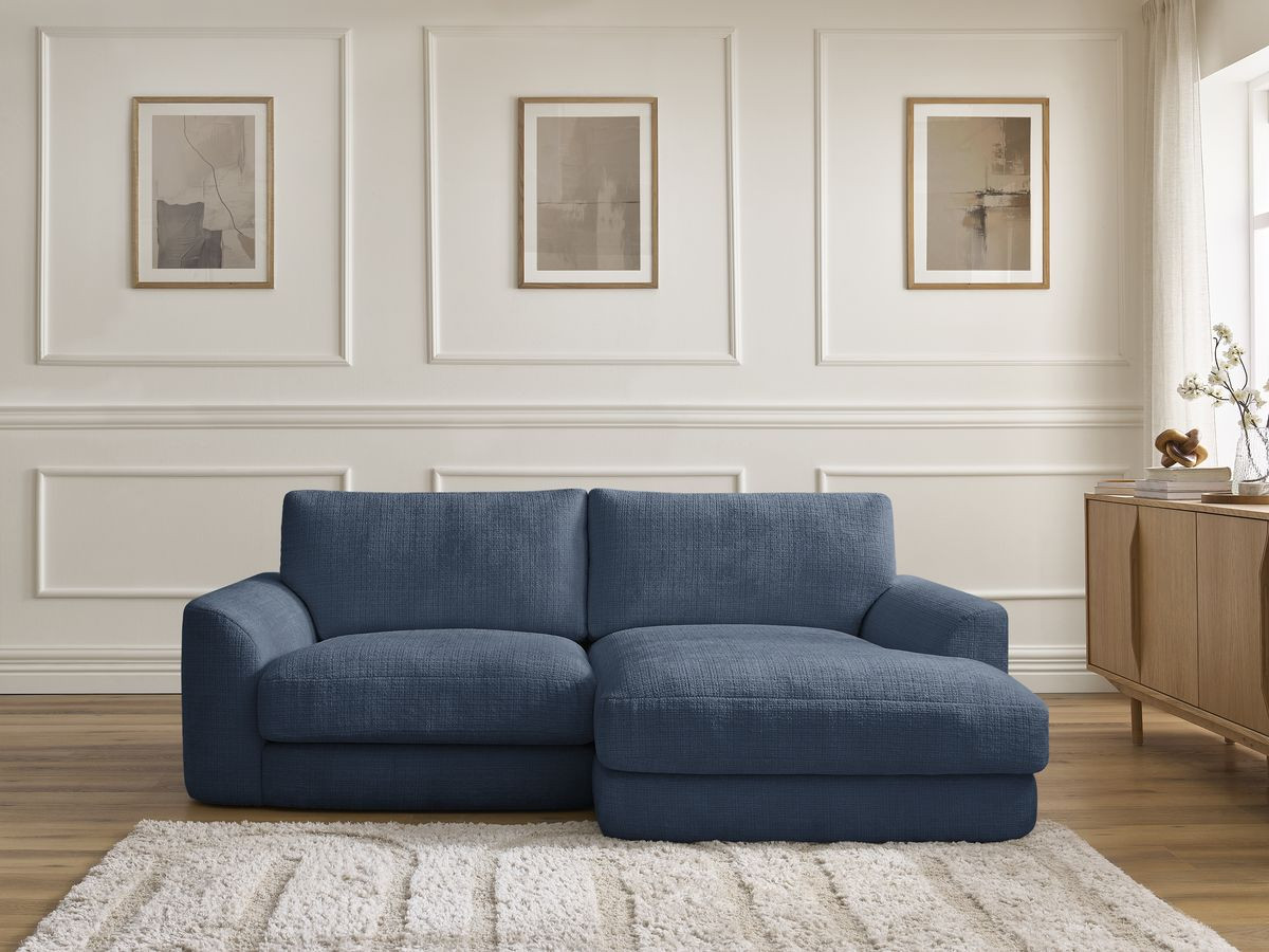 Canapé d'angle LEONORE texturé bleu foncé — vue 5
