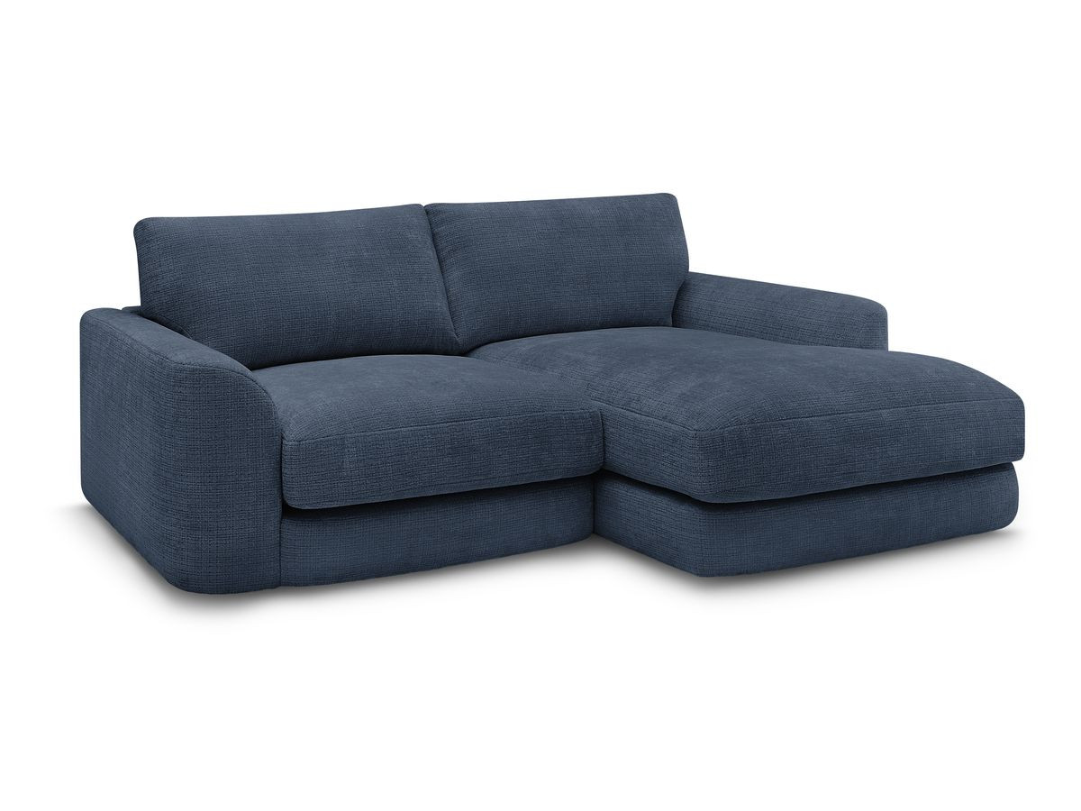 leonore vaste hoekbank in structuurstof gekleurd donkerblauw