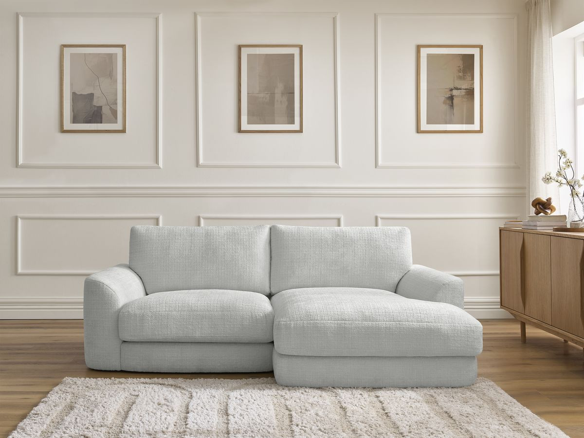Canapé d'angle LEONORE texturé gris clair — vue 5