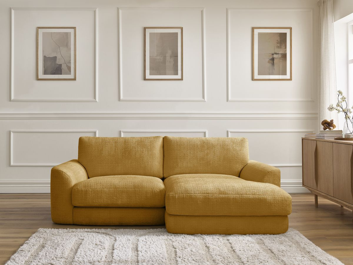 Canapé d'angle LEONORE texturé jaune — vue 5