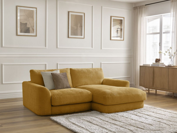 Canapé d'angle fixe LEONORE tissu texturé