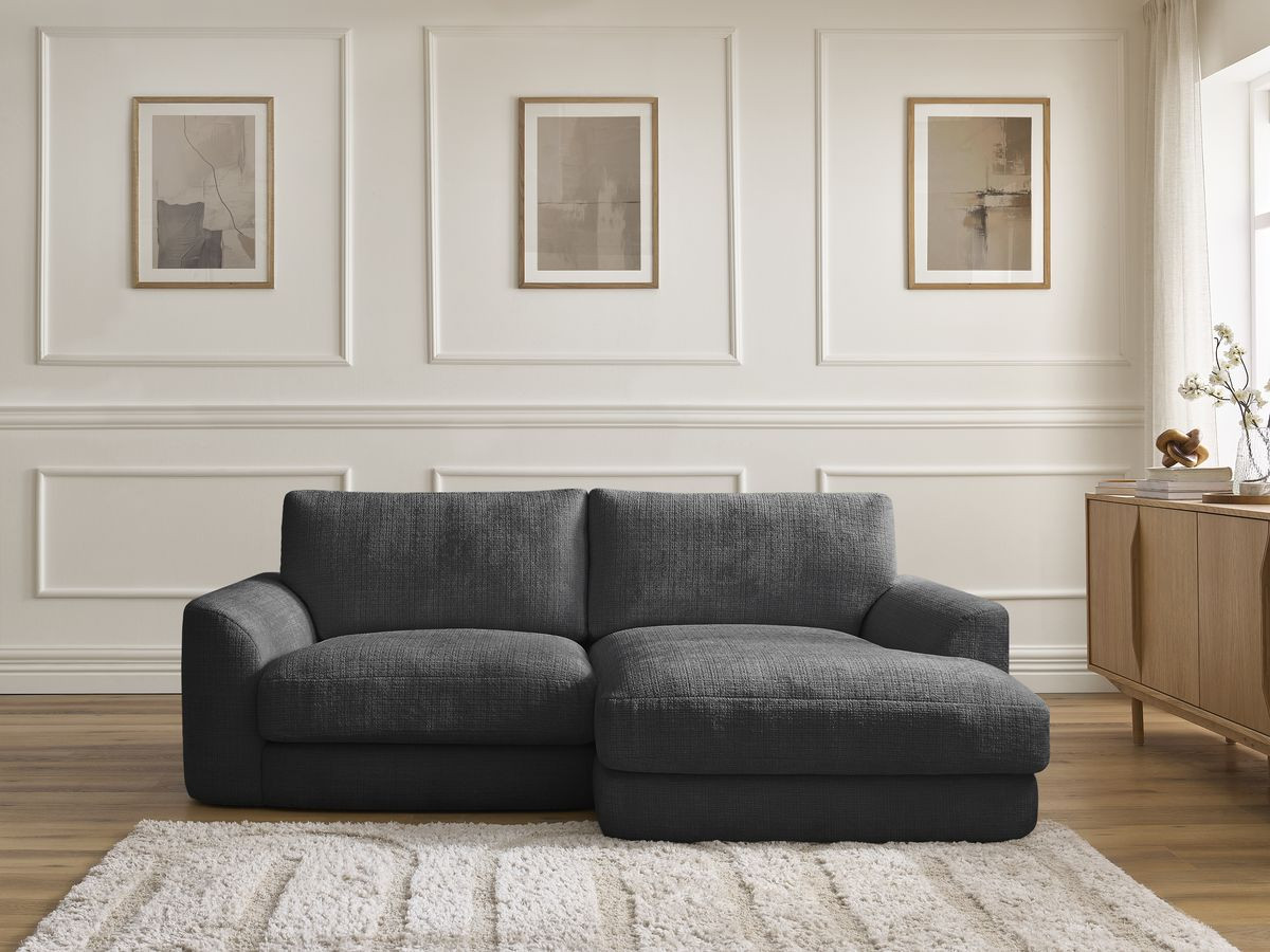 Canapé d'angle LEONORE texturé noir — vue 5