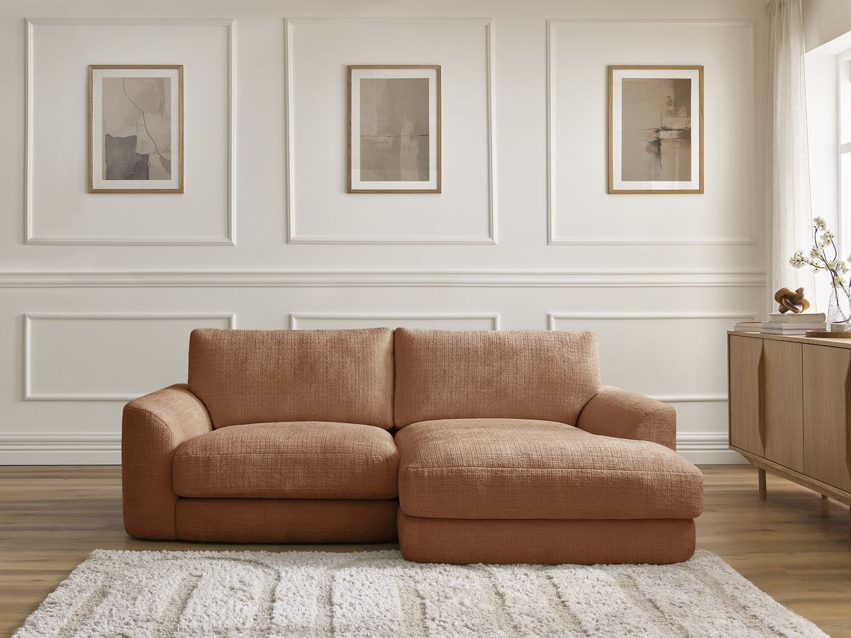 Canapé d'angle LEONORE texturé orange — vue 5