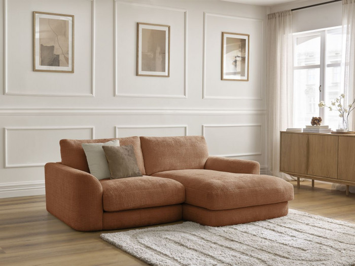 Canapé d'angle fixe LEONORE tissu texturé