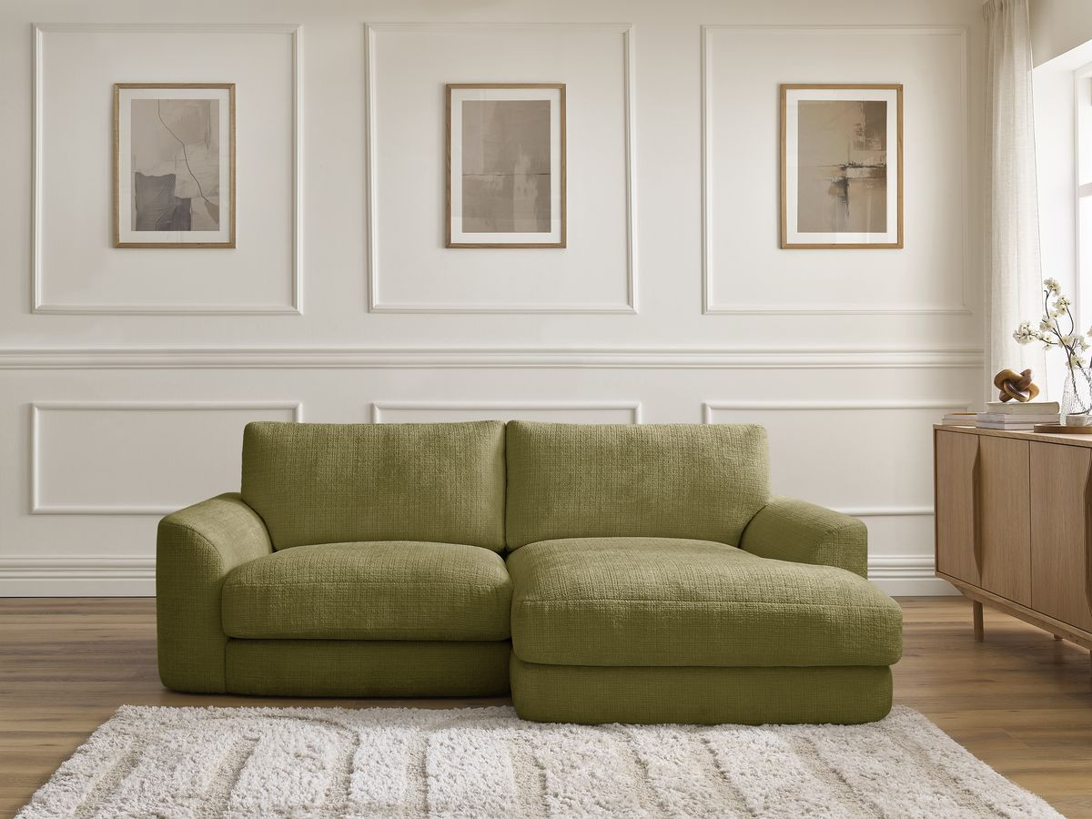 Canapé d'angle LEONORE texturé vert — vue 5