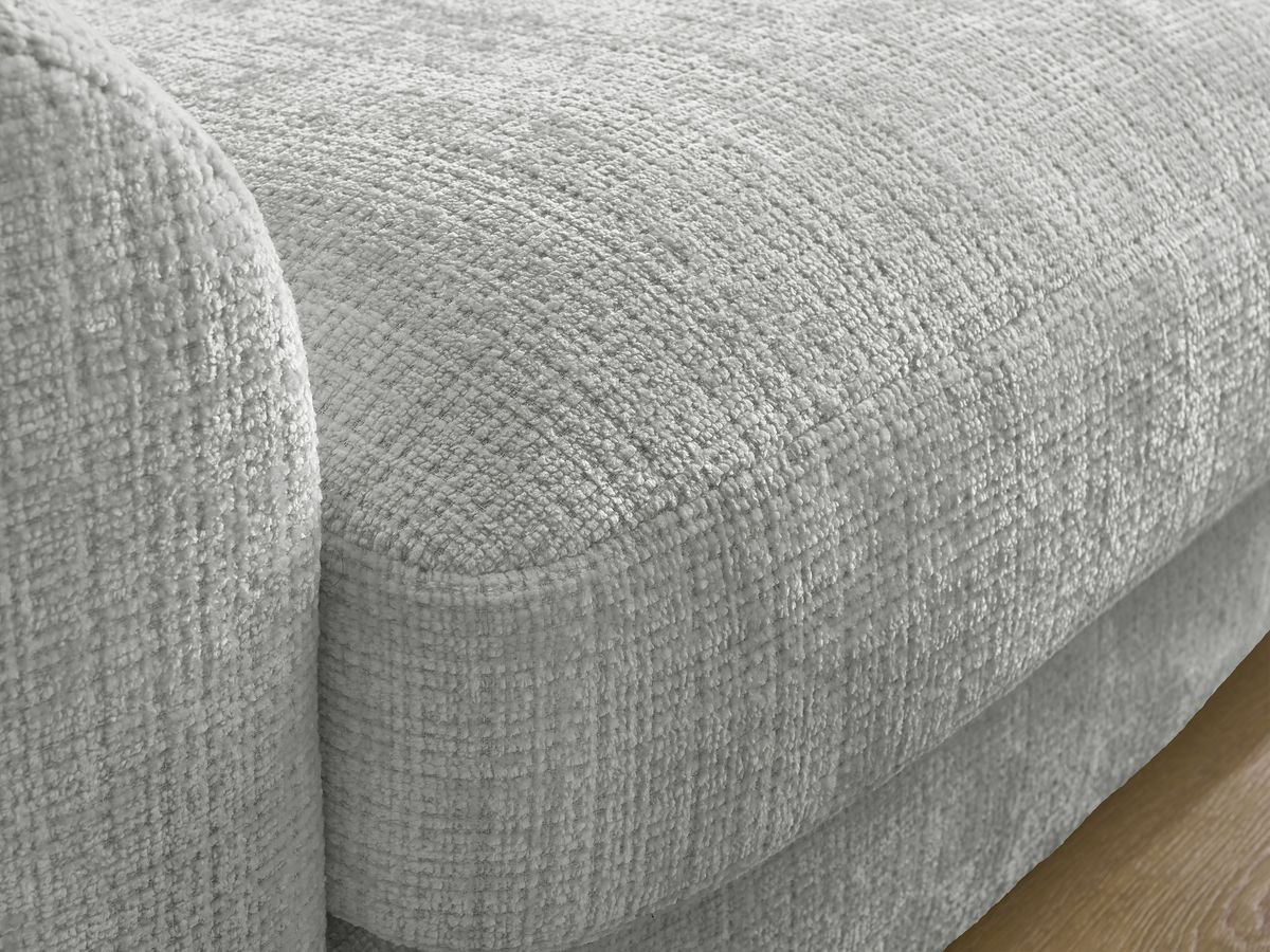 Canapé droit fixe LEONORE tissu texturé avec pouf