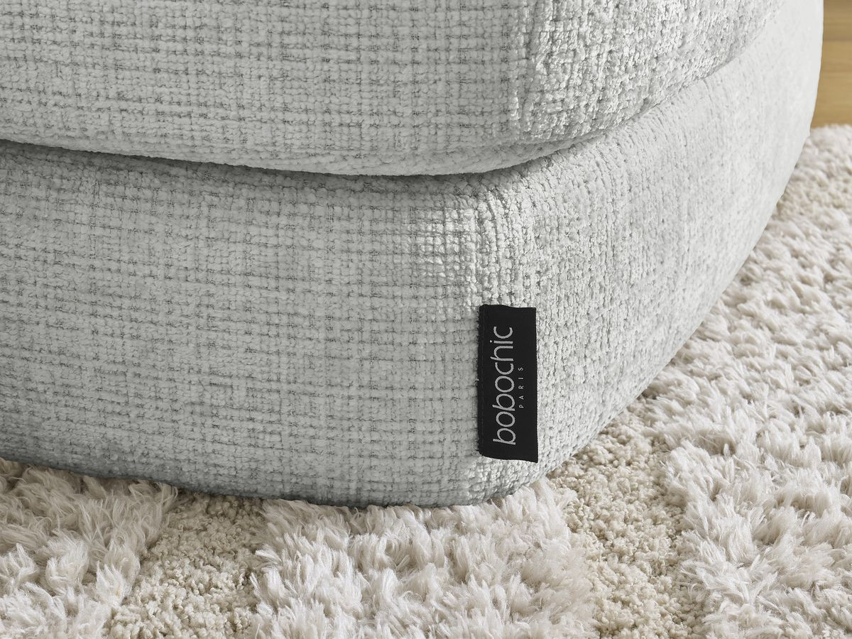 Canapé droit fixe LEONORE tissu texturé avec pouf