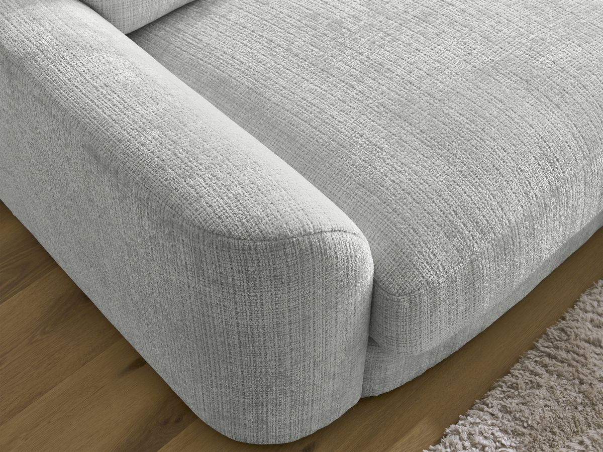Canapé droit fixe LEONORE tissu texturé avec pouf