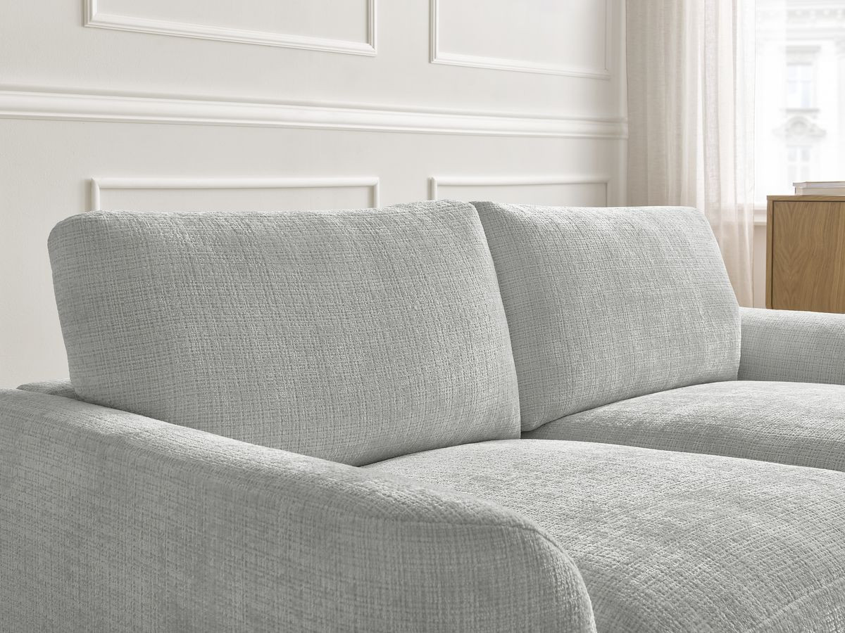 Canapé droit fixe LEONORE tissu texturé avec pouf
