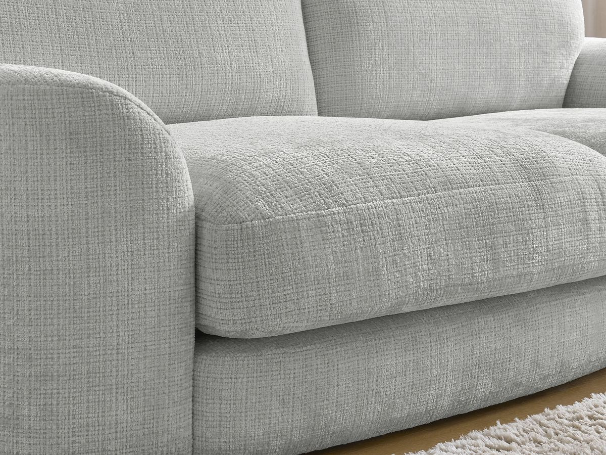 Canapé droit fixe LEONORE tissu texturé avec pouf