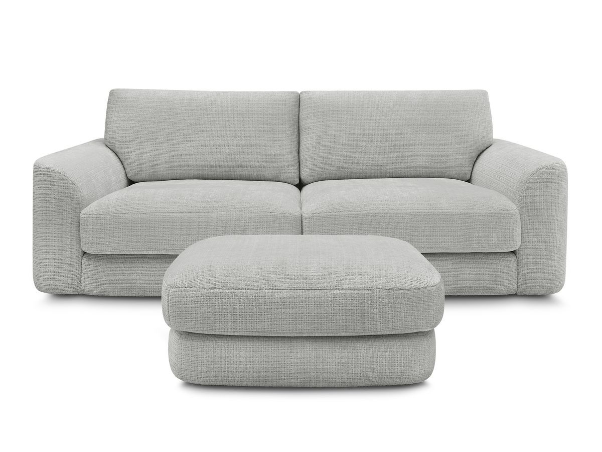 Canapé droit fixe LEONORE tissu texturé avec pouf