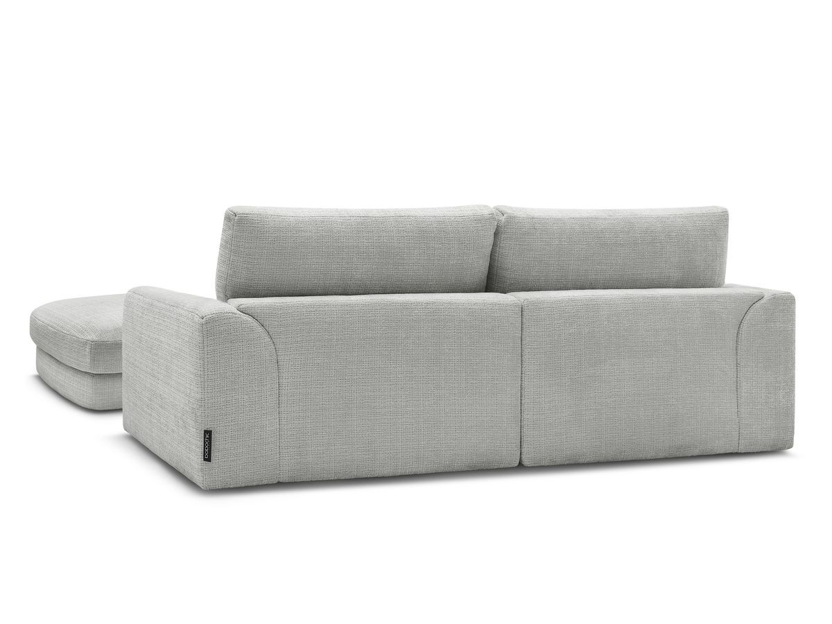 Canapé droit fixe LEONORE tissu texturé avec pouf