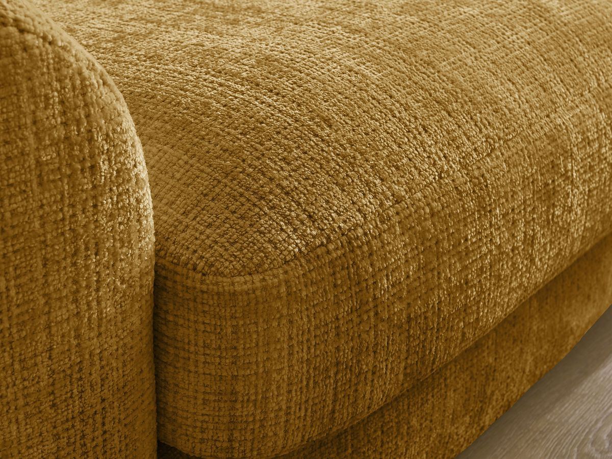 Canapé droit LEONORE texturé avec pouf jaune — vue 5