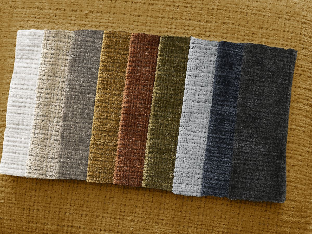 Canapé droit fixe LEONORE tissu texturé avec pouf
