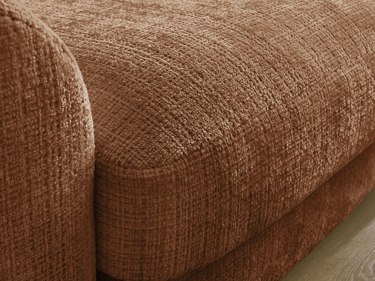 Canapé droit fixe LEONORE tissu texturé avec pouf