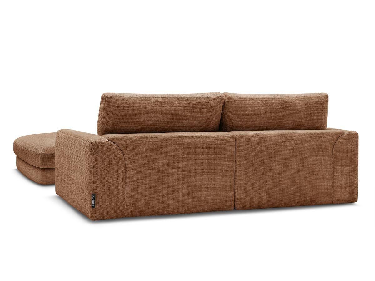 Canapé droit fixe LEONORE tissu texturé avec pouf